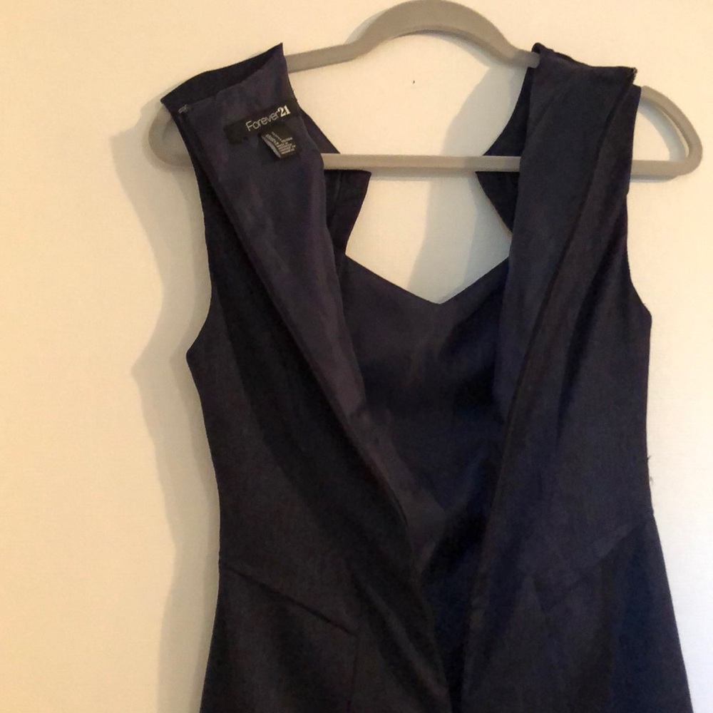 Dark Jean Lined V-Neck Dress [ Forever 21] - Picture 6 of 8